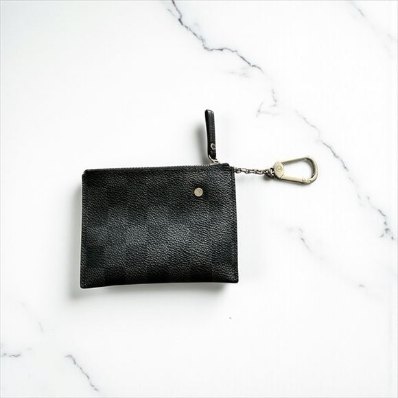 Louis Vuitton Pochette Cles Coin Purse Card Key Pouch Damier Graphite Silver - Picture 1 of 7